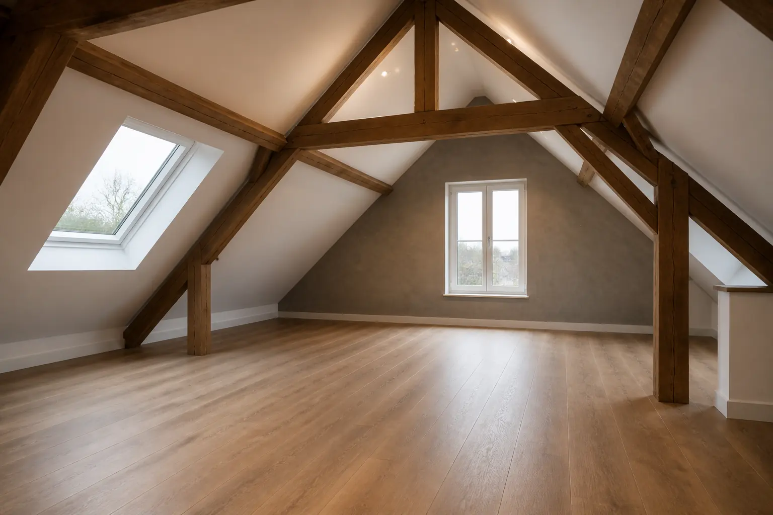 Sfeerbeeld van een gerenoveerde zolderruimte